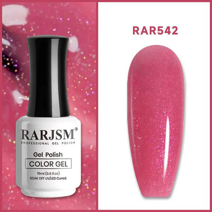 RARJSM ®Purple Red Rainbow Shimmer Gel Nail Polish 15ml #542