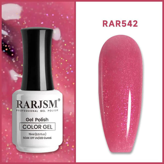 RARJSM ®Purple Red Rainbow Shimmer Gel Nail Polish 15ml #542