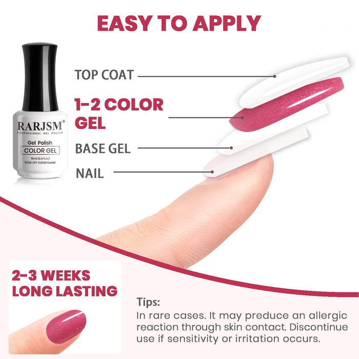 RARJSM ®Purple Red Rainbow Shimmer Gel Nail Polish 15ml #542
