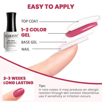 RARJSM ®Purple Red Rainbow Shimmer Gel Nail Polish 15ml #542
