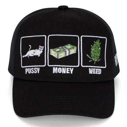 RIPNDIP Pussy Money Weed Trucker Hat (Black)