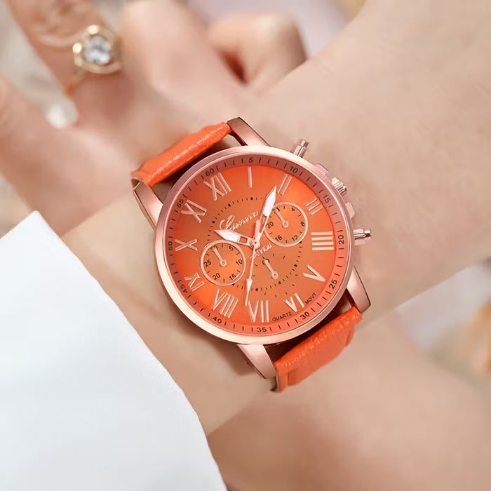 Quartz Watch with Leather Strap