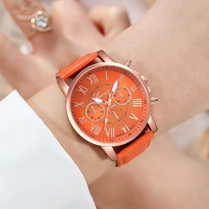 Quartz Watch with Leather Strap