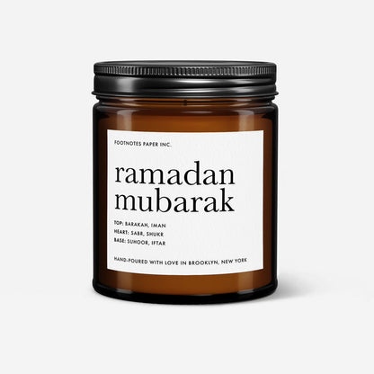 Ramadan Mubarak Candle | Warm Spiritual Candle - Footnotes Paper