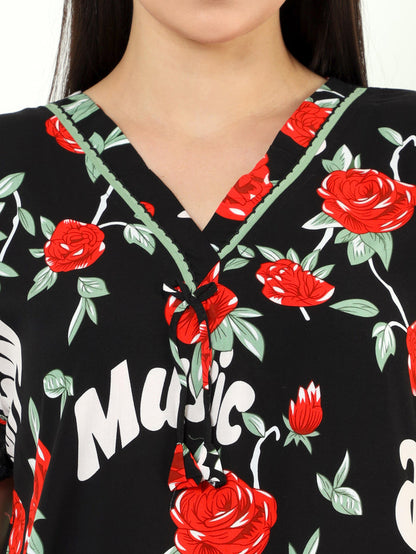 Rayon Designer Nighty  Buy Classy Black Rayon Ladies Nighty Dress Online In India - 9shines label