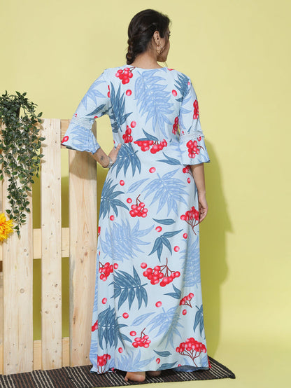 Rayon Designer Nighty  Shop Latest Sky Blue ladies Nighty Dress at Great Prize- 9shines label