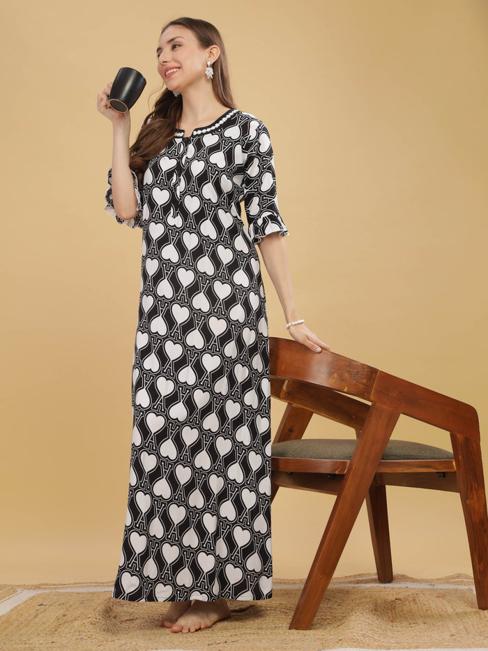 Rayon Designer Nighty  Buy Trendy White Rayon Ladies Nighty Dress Online In India- 9shines label