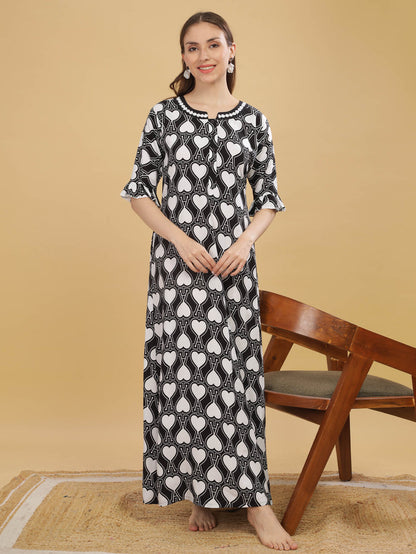 Rayon Designer Nighty  Buy Trendy White Rayon Ladies Nighty Dress Online In India- 9shines label