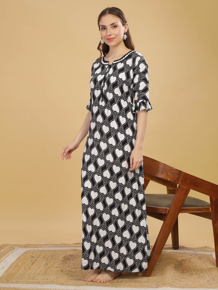 Rayon Designer Nighty  Buy Trendy White Rayon Ladies Nighty Dress Online In India- 9shines label