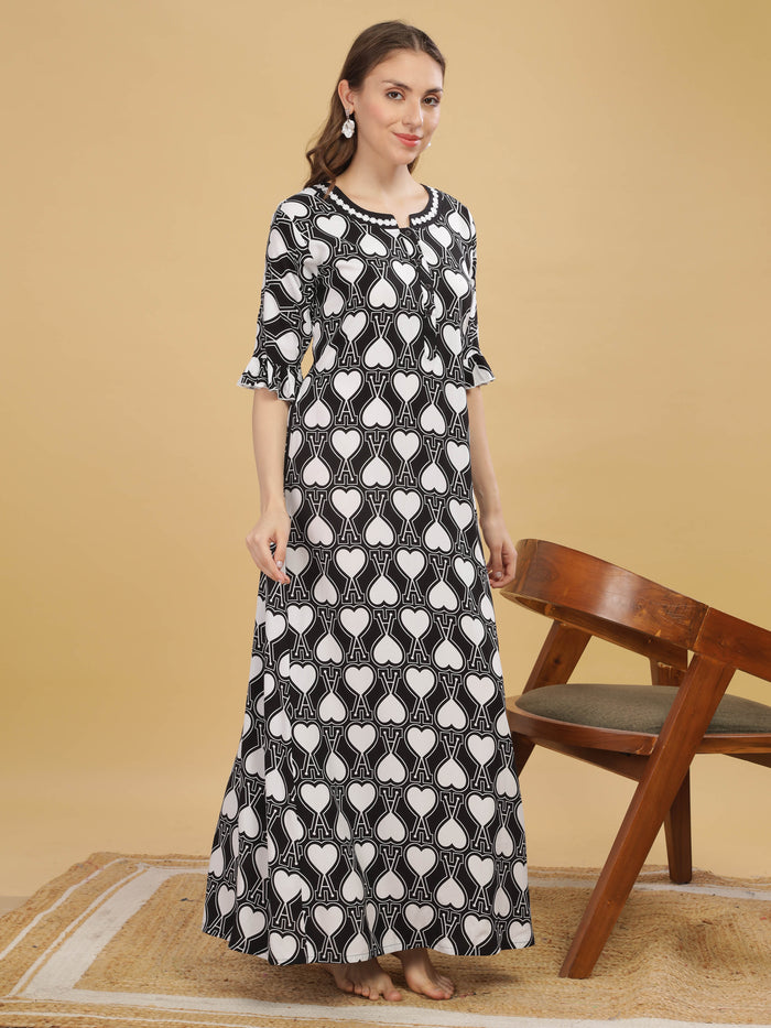 Rayon Designer Nighty  Buy Trendy White Rayon Ladies Nighty Dress Online In India- 9shines label