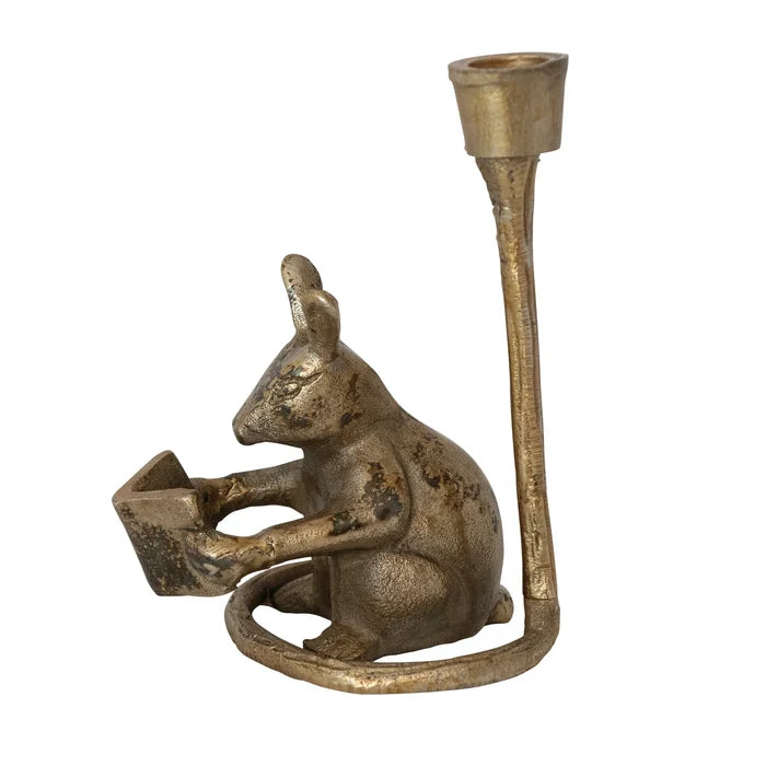 Reading Mouse Taper Candle Holder