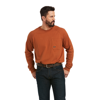 REBAR COTTON-STRONG BRAND FLAG LONG-SLEEVE TEE - 200-Brown | Ariat 10037701