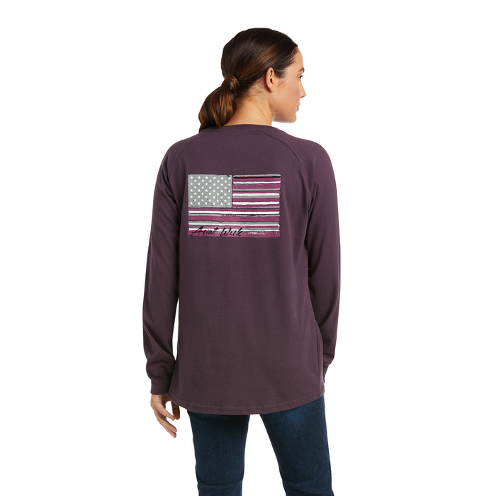 REBAR COTTON-STRONG FLAG LONG-SLEEVE T-SHIRT - 500-Purple | Ariat 10037702