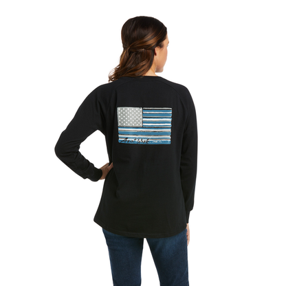 REBAR COTTON-STRONG FLAG LONG-SLEEVE TEE - 001-Black | Ariat 10037703