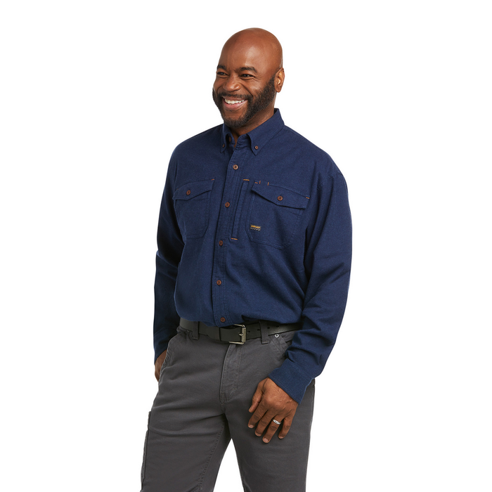 REBAR DURASTRETCH LONG-SLEEVE FLANNEL SHIRT - 400-Blue | Ariat 10037413