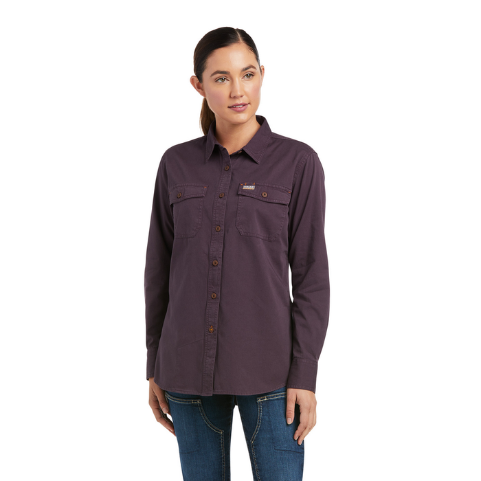 REBAR WASHED TWILL LONG-SLEEVE WORK SHIRT - 500-Purple | Ariat 10037591