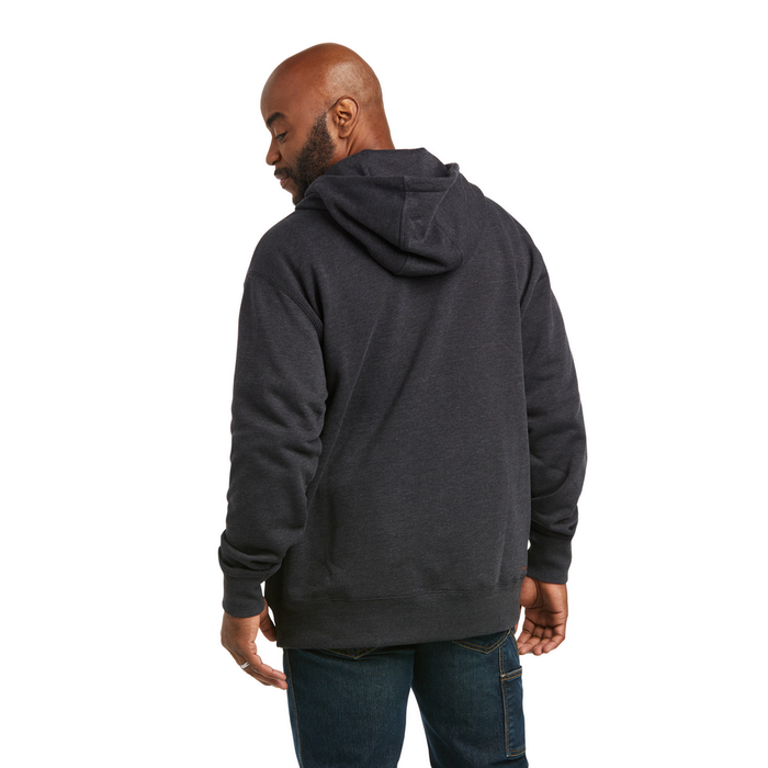 REBAR WORKMAN 1/4 ZIP HOODED SWEATSHIRT - 010-Charcoal | Ariat 10037726