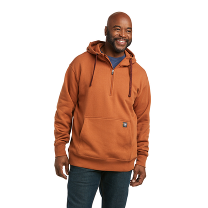 REBAR WORKMAN 1/4 ZIP HOODIE - 200-Brown | Ariat 10037727