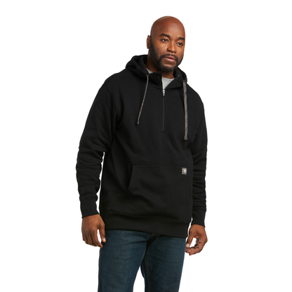 REBAR WORKMAN 1/4 ZIP SWEATSHIRT - 001-Black | Ariat 10037725