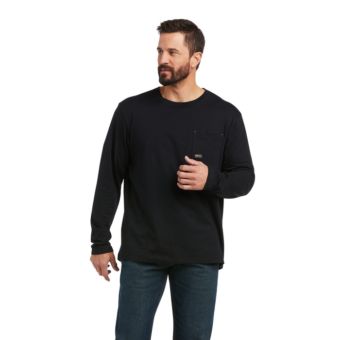 REBAR WORKMAN FULL COVERAGE LONG-SLEEVE TEE - 001-Black | Ariat 10037695