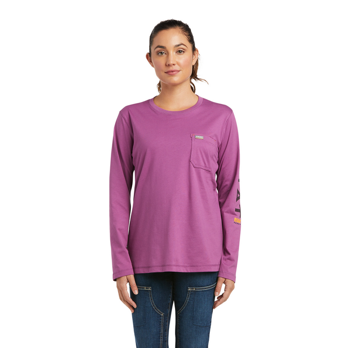 REBAR WORKWOMAN LOGO LONG-SLEEVE TEE - 400-Blue | Ariat 10037656