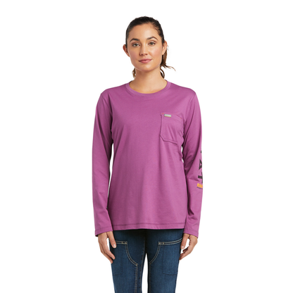 REBAR WORKWOMAN LOGO LONG-SLEEVE TEE - 400-Blue | Ariat 10037656