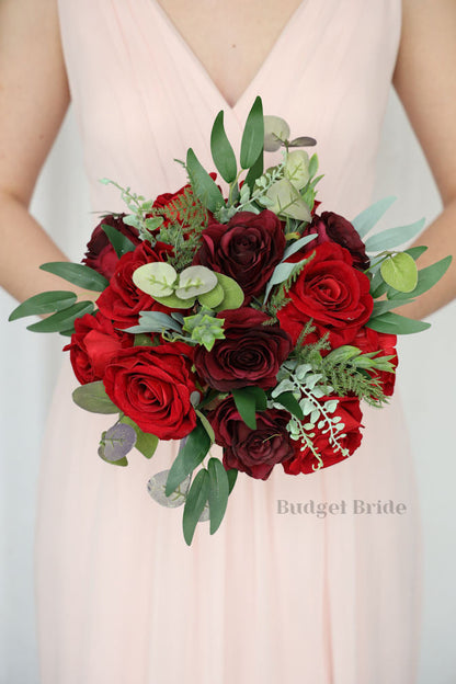 Red and Burgundy Handmade Wedding Bouquet- $170.00| Bria