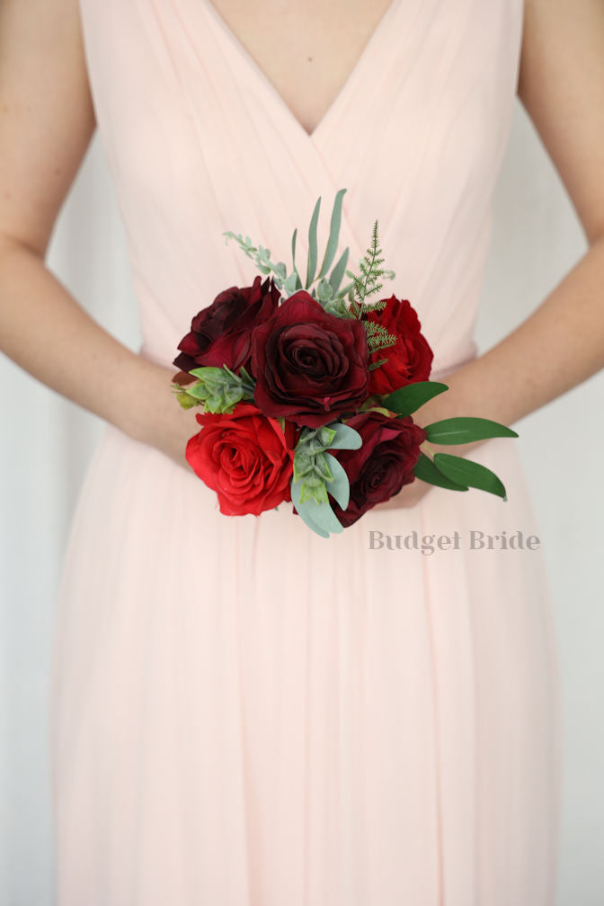 Red and Burgundy Handmade Wedding Bouquet- $39.50 | Bria