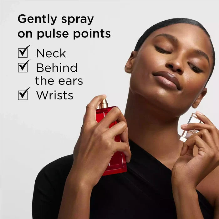 Gently spray on pulse points at the neck, behind the ears and wrists
