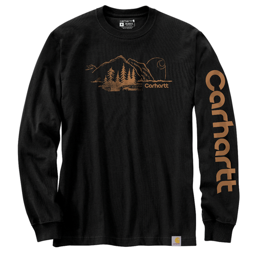 Relaxed Fit Heavyweight Long-Sleeve Mountain Graphic T-Shirt - BLK-Black | Carhartt 106361