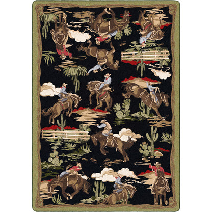 Image of an area rug, Retro Cowboy - Green and Black