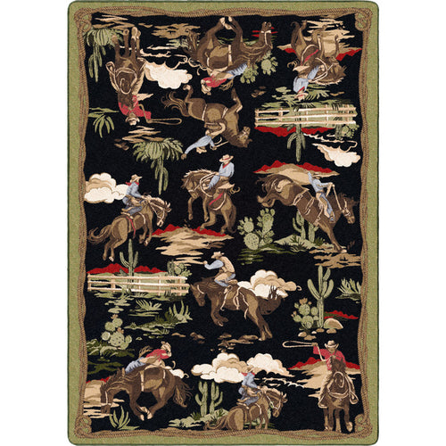Image of an area rug, Retro Cowboy - Green and Black