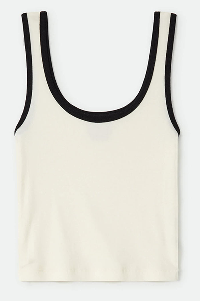 Women's Ringer Organic A-Tank in the color Off White/Black - Front Product View