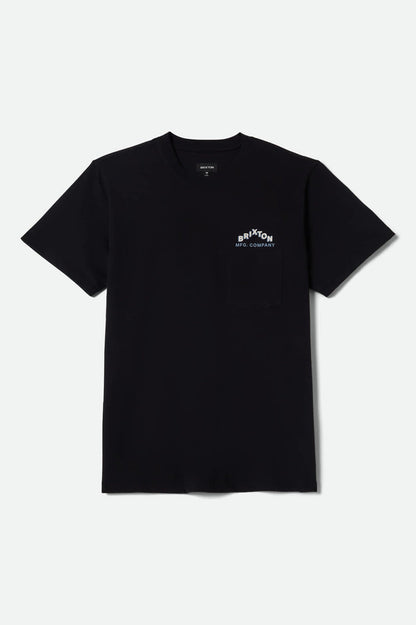 Men's Roman Short Sleeve Pocket Shirt in the color Black - Front Product View