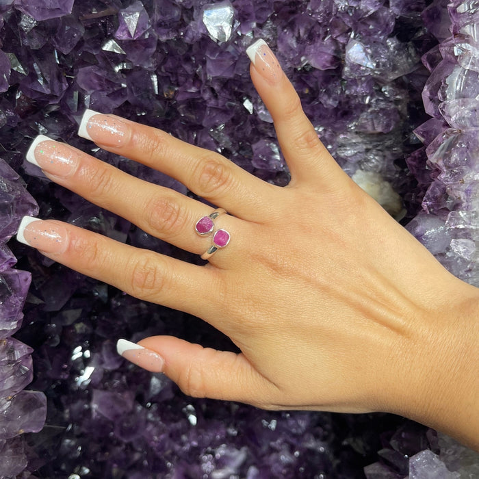 Ruby Double Stone 925 Ring