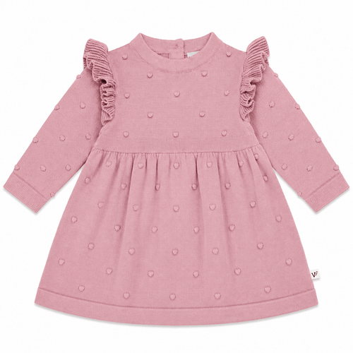 Ruffle & Bobble Sweater Knit Dress Organic Cotton