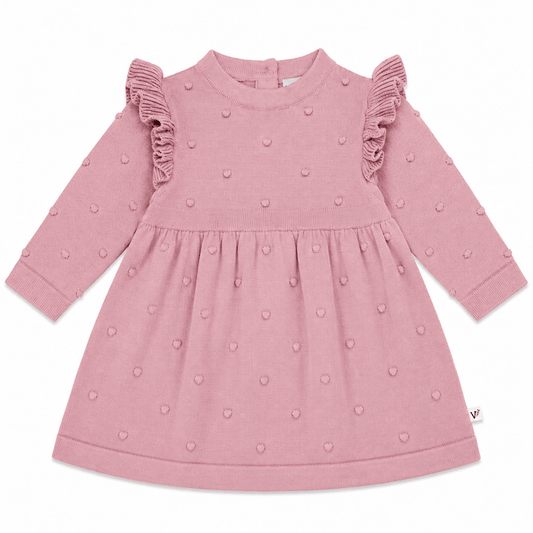 Ruffle & Bobble Sweater Knit Dress Organic Cotton