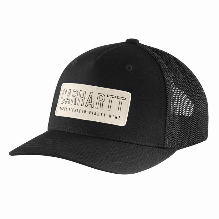 Rugged Flex Canvas Mesh-Back 1889 Patch Cap - N04-Black | Carhartt 106130