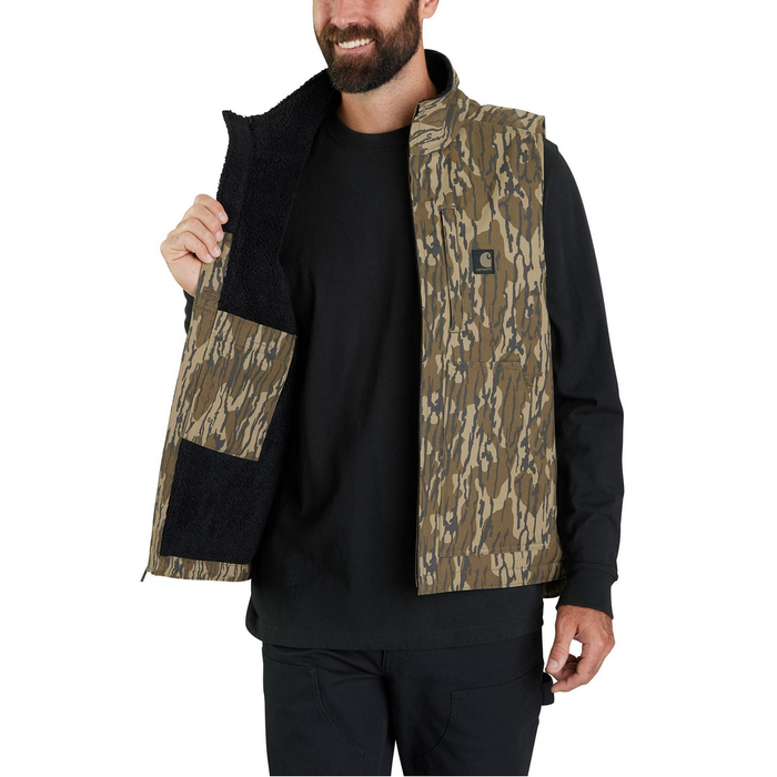 Rugged Flex® Duck Loose Fit Sherpa-Lined Camo Mock-Neck Vest - G47-Mossy Oak Bottomland Camo | Carhartt 106099
