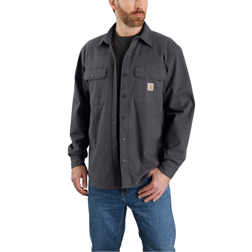Rugged Flex Relaxed Fit Canvas Fleece-Lined Shirt Jac - 029-Shadow | Carhartt 105419