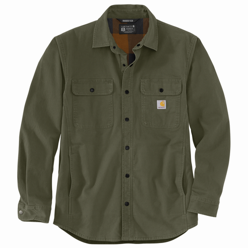 Rugged Flex Relaxed Fit Canvas Fleece-Lined Shirt Jac - G72-Basil | Carhartt 105419