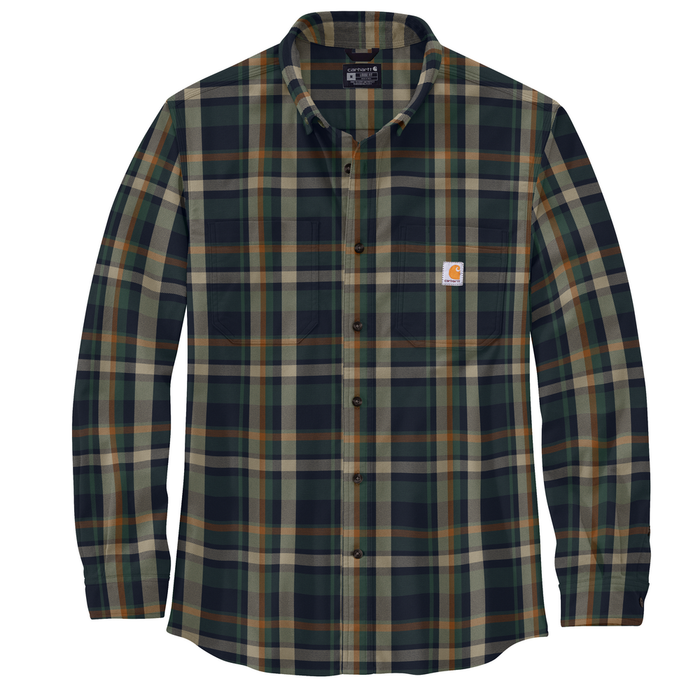 Rugged Flex Relaxed Fit Midweight Flannel Long-Sleeve Plaid Shirt - I26-Navy | Carhartt 106352