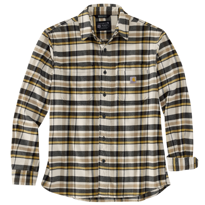 Rugged Flex Relaxed Fit Midweight Flannel Long-Sleeve Plaid Shirt - W03-Malt | Carhartt 106352