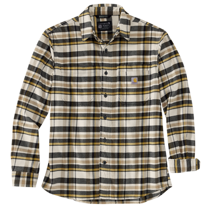 Rugged Flex Relaxed Fit Midweight Flannel Long-Sleeve Plaid Shirt - W03-Malt | Carhartt 106352