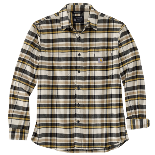 Rugged Flex Relaxed Fit Midweight Flannel Long-Sleeve Plaid Shirt - W03-Malt | Carhartt 106352