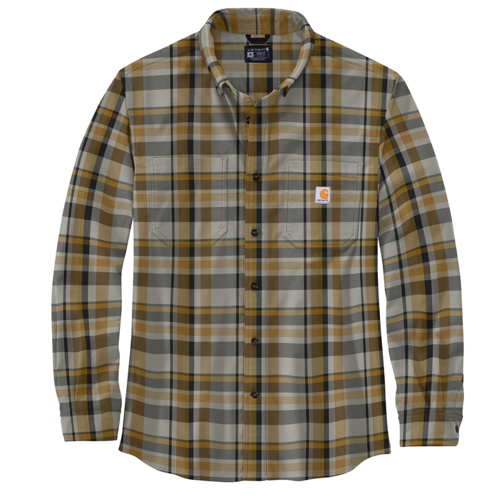Rugged Flex Relaxed Fit Midweight Flannel Long-Sleeve Plaid Shirt - W03-Malt | Carhartt 106352