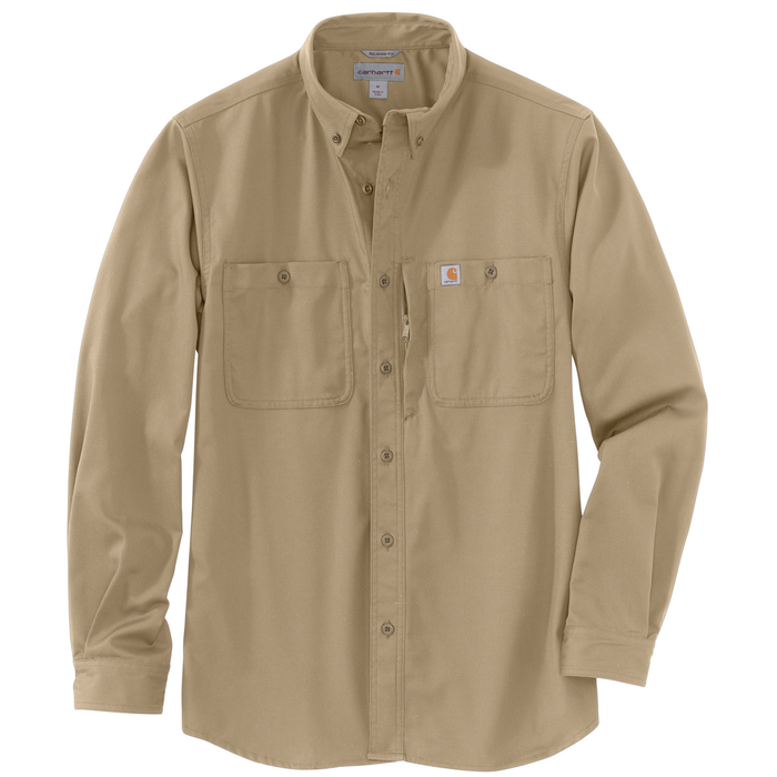 RUGGED PROFESSIONAL™ SERIES Relaxed Fit Canvas Long Sleeve Work Shirt - DKH-Dark Khaki | Carhartt 106689