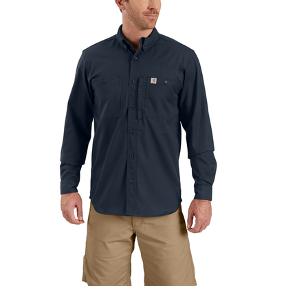 RUGGED PROFESSIONAL™ SERIES Relaxed Fit Canvas Long Sleeve Work Shirt - I26-Navy | Carhartt 106689