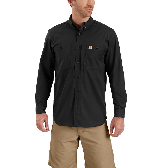 RUGGED PROFESSIONAL™ SERIES Relaxed Fit Canvas Long Sleeve Work Shirt - N04-Black | Carhartt 106689