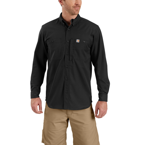 RUGGED PROFESSIONAL™ SERIES Relaxed Fit Canvas Long Sleeve Work Shirt - N04-Black | Carhartt 106689
